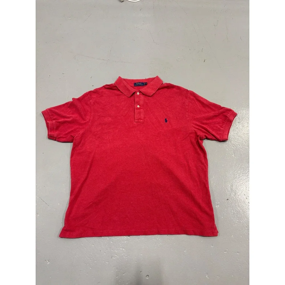 Polo Ralph Lauren Men 2XB Big Red Heather Short Sleeve Pique Polo Blue Pony